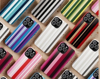 Striped Phone Case: Retro Minimalist Design, Dual Layer Protection