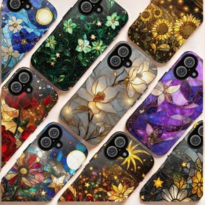Peut inclure: Dix &eacute;tuis de t&eacute;l&eacute;phone diff&eacute;rents avec des motifs vari&eacute;s. Les &eacute;tuis pr&eacute;sentent des motifs floraux, des motifs abstraits et des motifs g&eacute;om&eacute;triques. Les &eacute;tuis sont tous de couleurs diff&eacute;rentes, notamment noir, blanc, bleu, vert et violet.