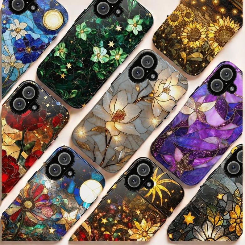 Peut inclure: Dix &eacute;tuis de t&eacute;l&eacute;phone diff&eacute;rents avec des motifs vari&eacute;s. Les &eacute;tuis pr&eacute;sentent des motifs floraux, des motifs abstraits et des motifs g&eacute;om&eacute;triques. Les &eacute;tuis sont tous de couleurs diff&eacute;rentes, notamment noir, blanc, bleu, vert et violet.