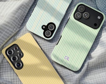 Personalized Monogram Phone Case Stripes Initials iPhone 17 16 15 14 13 12 11 Pro Max，Samsung Galaxy S25 S23 ,Pixel Case,iPhone MagSafe Case
