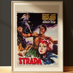 Poster del film La Strada Poster belga La Strada Poster del film Federico Fellini Poster del film retrò Decorazioni per la casa Poster del film classico Fellini La Strada