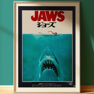 Jaws Movie Poster Japanese Vintage Jaws Movie Poster Classic Horror Movie Poster Retro Horror Film Jaws Vintage Poster Shark Attack Movie