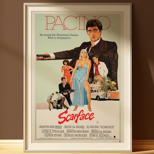Scarface Movie Poster Vintage Scarface Movie Poster Scarface Vintage Poster Tony Montana Poster Scarface Film Poster Al Pacino Poster