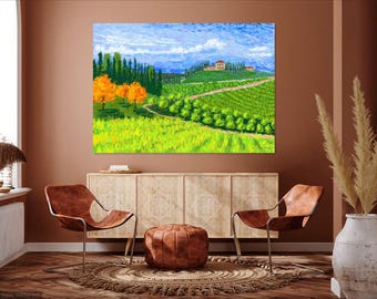 Tuscany Villa, Italy painting | 9 files Digital downloads | Classic Painting Images | Living Room Impressionist Wall Art| Digital Download