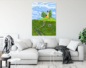 Sveti Tomaž Slovenia painting wallpaper | 9 files Digital downloads | Classic Painting Images | Living Room Impressionist Wall Art