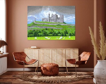 Rock of Cashel Ireland painting | 9 files Digital downloads | Classic Painting Images | Living Room Impressionist Wall Art| Digital Download