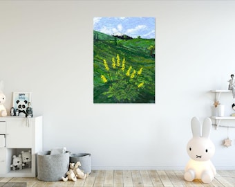 Flowers in alpine pasture India painting | 9 files Digital download | Painting Images | Living Room Impressionist Wall Art| Digital Download