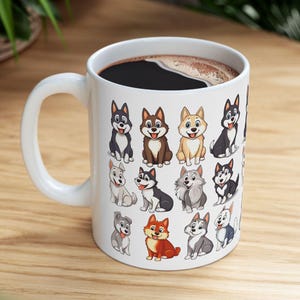 Taza de husky siberiano, linda taza de cerámica con patrón de dibujos animados de cachorro para amantes de los perros, taza de café, taza de té, decoración de cocina, regalo para amantes de los animales, mascota