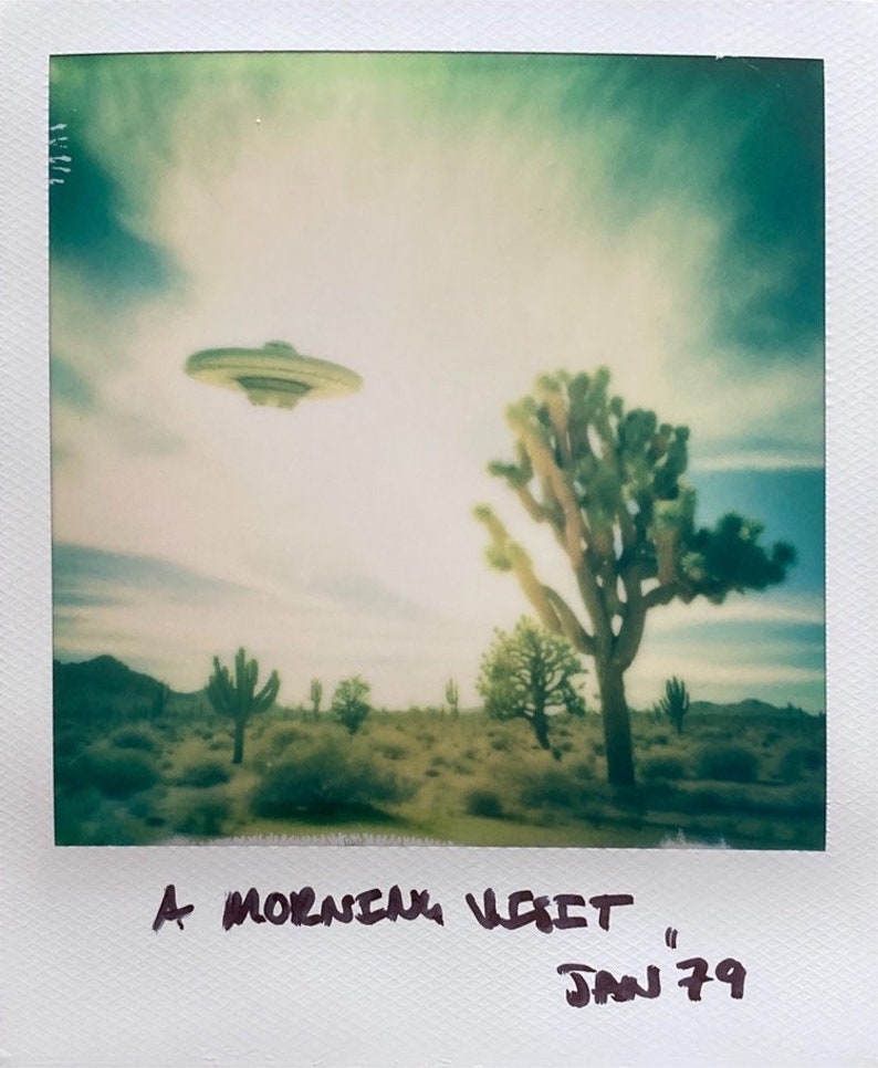 Framed Polaroid of a UFO Flying over Joshua Trees image 2