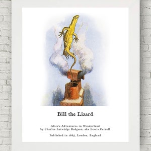 Bill the Lizard, Alicja w Krainie Czarów Dekoracje, Pobieranie cyfrowe, Dekoracje ścienne, Fantasy Wall Art, Dekoracje do pokoju dziecięcego, John Tenniel, Dekoracje wnętrz