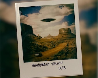 Color Polaroid of a UFO Flying over Monument Valley, 1972. A Summer Vacation. The Galacticae Cognitae