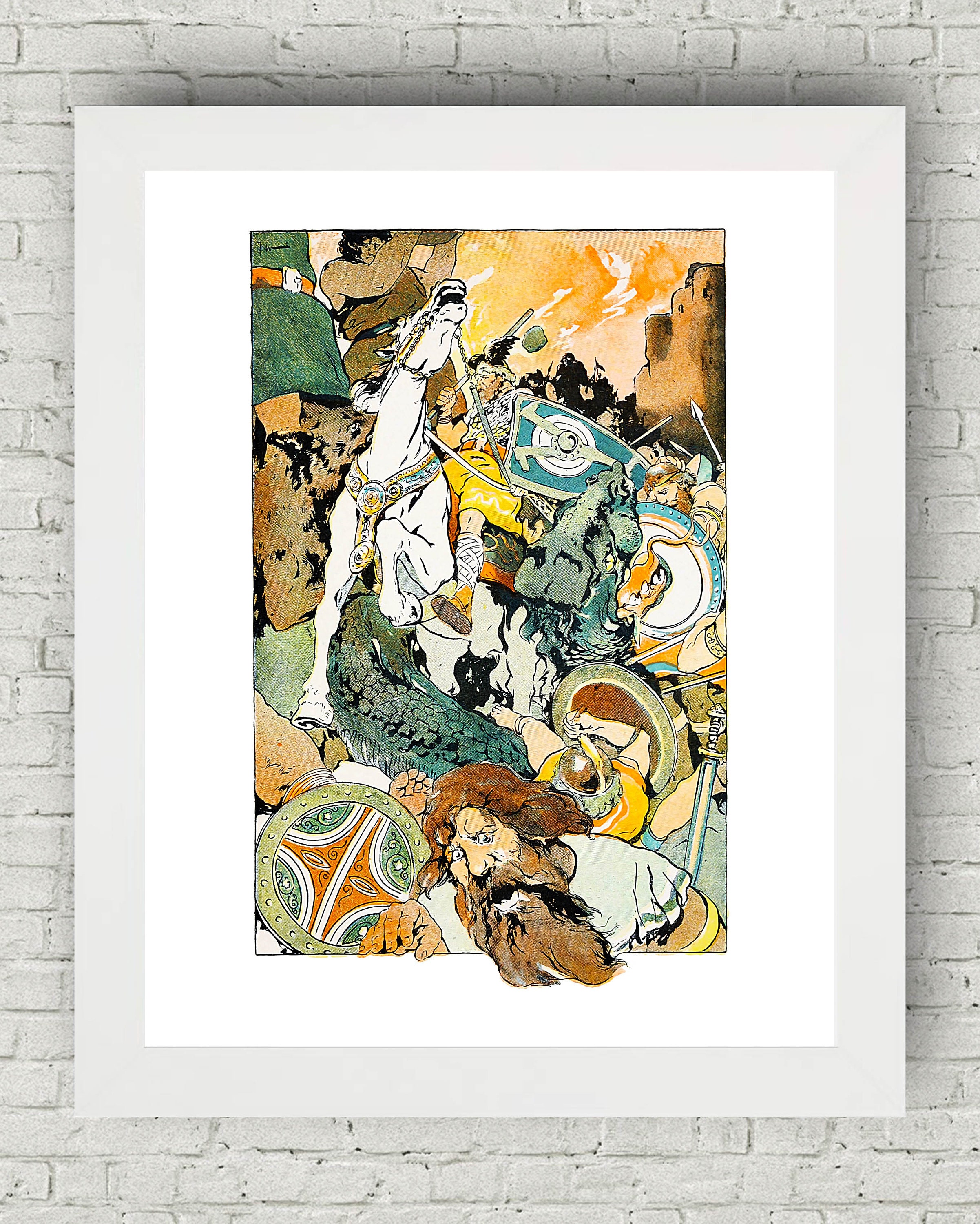 Twilight, Norse Stories from the Eddas, Vintage Boys Room, Kids Room Decor, Illustration, Storybook Print, Home Decor, Art for Boys, Myths