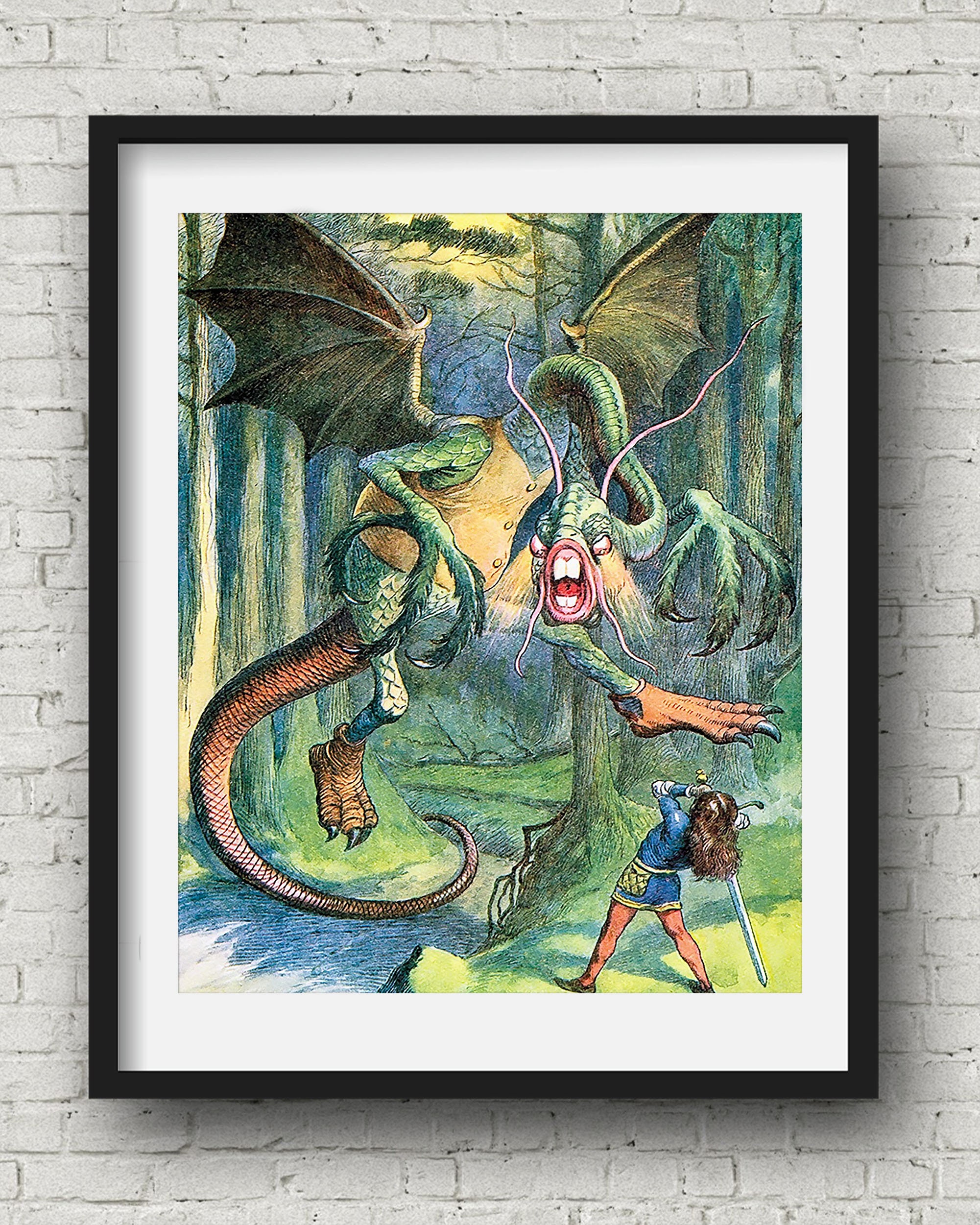 不思議の国のアリス　ウォールデコ　ジョン・テニエル　壁掛け　ポスター　額絵 ジャバウォック、不思議の国のアリスの装飾、デジタル