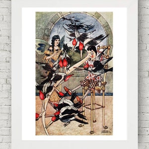 Pinocchio, Blaue Fee, Nase, Vintage Kunst, Märchen Kunst, Antike Illustration, Geschenkidee, Italien, Italienisch, Wanddekoration, Kunstdrucke Poster