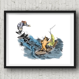 The Sailing Cat de "Artful Antics" publicado en 1894, Playroom Art, Baby Room, Childrens Decor, Kids Decor, Cute Art, Nursery Decor