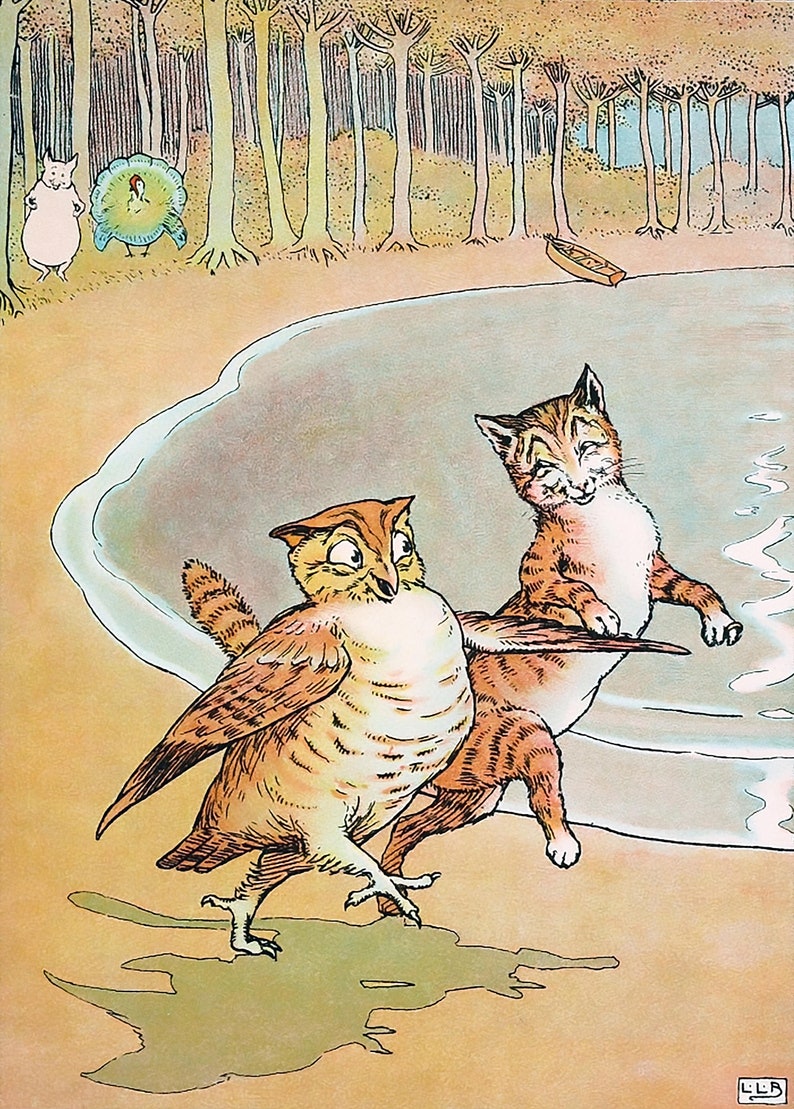 The Owl and the Pussycat Fairy Tale Poems Childrens Decor Etsy