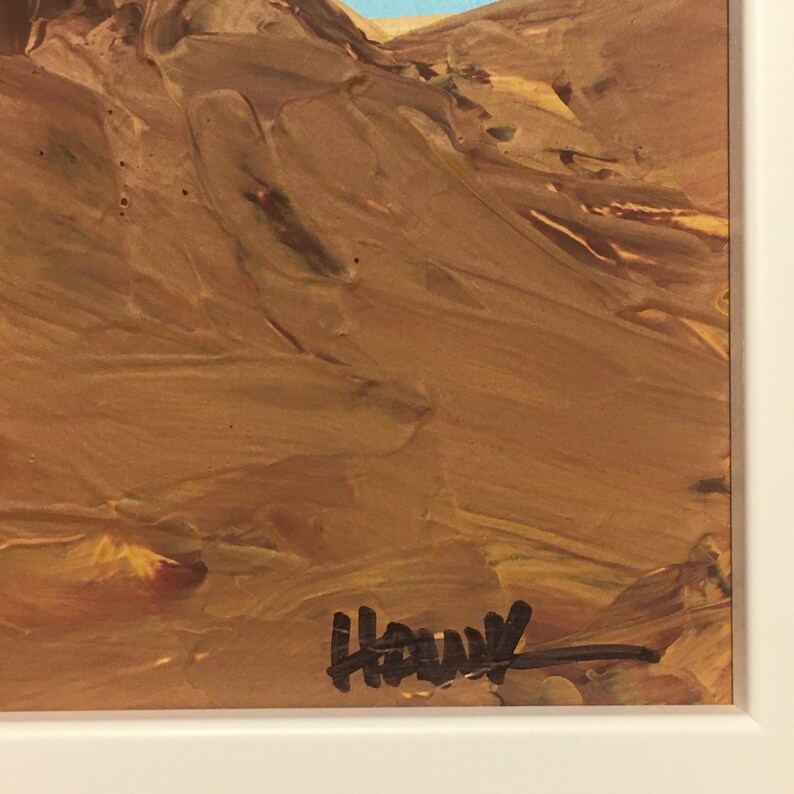 Tabletop Mesa 6x6 inches Navajo Nation Framed 6X6 inch Original Painting Titled Monument Valley me Art by Hawk By Hawk from Santa M