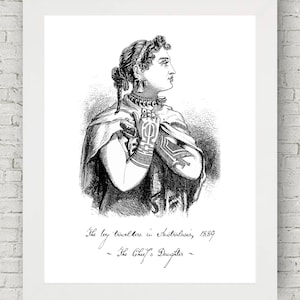 Tattoos - Chief&#39;s Daughter, Travellers through Australasia, Book, Victorian Art Print, Antique Illustration, Gift, Maori, Australia Poster