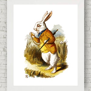 The White Rabbit, I'm Late, Alice in Wonderland Decoration, Wonderland Art Print, Wall Decor, Fantasy Wall Art, John Tenniel, Nursery Room image 2