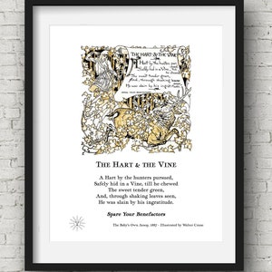 Fábulas de Esopo, The Hart and Vine, Greek Tale Myth Baby Room Childrens Decor Kids Cute Nursery Art Playroom Bedroom Fairytale Descargar regalo