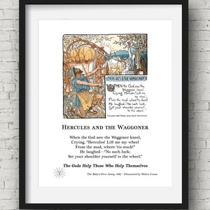 Fábulas de Esopo, Hércules Waggoner, Cuento griego Mito Habitación bebé Decoración de niños Niños Linda guardería Arte Sala de juegos Dormitorio Cuento de hadas Descargar regalo