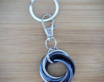 Stainless Steel Keychain: Anodized Aluminum Black Gray Mobius Fidget Toy