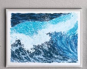 Ocean Wave Print - Handmade 18: x 24" serigraph screenprint fine art screenprinted original art print