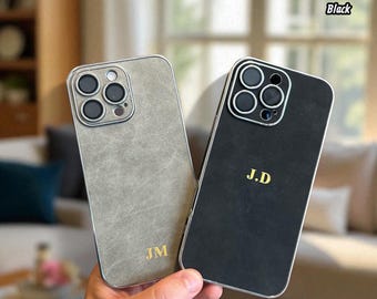 Personalised Phone Case | iPhone 16 Case | iPhone 15 | iPhone 14 | iPhone 13 | iPhone 12, 11 | Plus Pro Max | Embossed Initials on suede