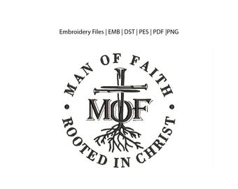 Mann des Glaubens Stickdatei, Verwurzelt in Christus, Kreuz Nägel (DST, PES, EMB)