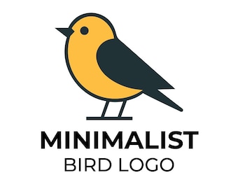 Minimalistisches Vogel-Logo: Gelb-Schwarzes Vektor-Design (Digitaler Download)