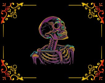 Chromatic Schädel Stickdatei | Neon Skelett (PES, DST)