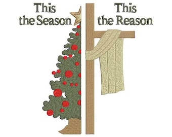 Christliches Weihnachtsbaum Kreuz Stickmuster (3 Größen)