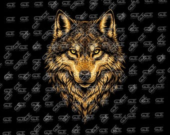 Goldener Wolfskopf PNG | DTG T-Shirt Motiv