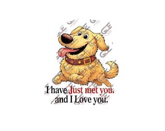 Doug the Dog Vektor-Design „Ich habe dich gerade getroffen und ich liebe dich“