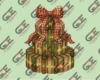 Retro Weihnachtsbaum PNG | Bibliothekar Lehrerin Clipart (CMYK Print File)