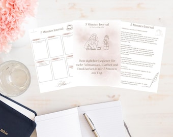 Diario de 5 minutos: diario digital de gratitud para imprimir | Diario minimalista PDF