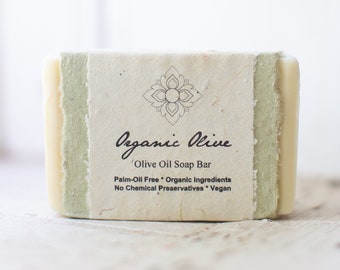 Organic Olive Oil Soap, Moisturizing, Unscented, Vegan, Palm Oil Free, 4.5 oz. - Made with only Organic Olive Oil