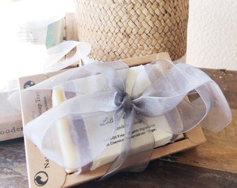 Organic Soap and Wooden Soap Dish Gift Set, Palm Oil Free, Vegan, Organic Gift Set, Zero Waste, Plastic Free