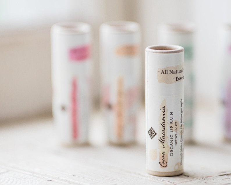 Cocoa Butter Macadamia Organic Lip Balm, Packaged in Paper Tube, Vegan, Palm Oil Free image 1