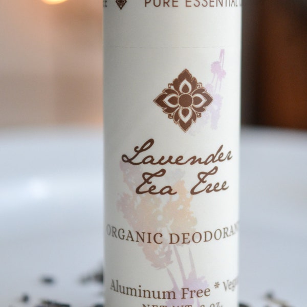 Lavender Tea Tree Organic Deodorant, Vegan, Made with Certified Organic Apricot Oil, Certified Organic Jojoba Oil