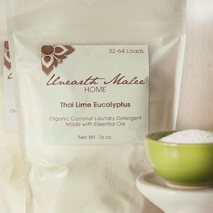 Organic Coconut Laundry Detergent, Thai Lime Eucalyptus Essential Oils, Palm Oil Free