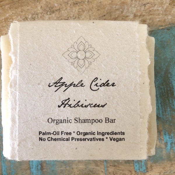 Apple Cider Vinegar Hibiscus Shampoo Bar, Organic, Palm Oil Free, Vegan, Plastic Free, Zero Waste, 4.5 oz