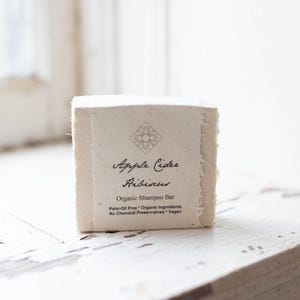 Apple Cider Vinegar Hibiscus Shampoo Bar, Organic, Palm Oil Free, Vegan, Plastic Free, Zero Waste, 4.5 oz