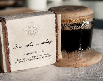 Beer Shave Soap - Vegan, Palm Oil Free, Made with Certified Organic Vegetable Oils.