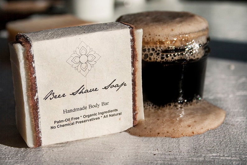 Beer Shave Soap Vegan, Palm Oil Free, Made with Certified Organic Vegetable Oils. image 1