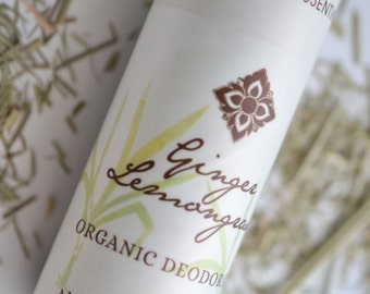 Deodorant - Ginger Lemongrass Organic Deodorant, Vegan, Aluminum-Free