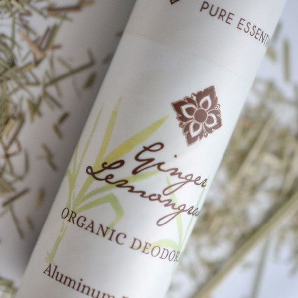 Deodorant - Ginger Lemongrass Organic Deodorant, Vegan, Aluminum-Free