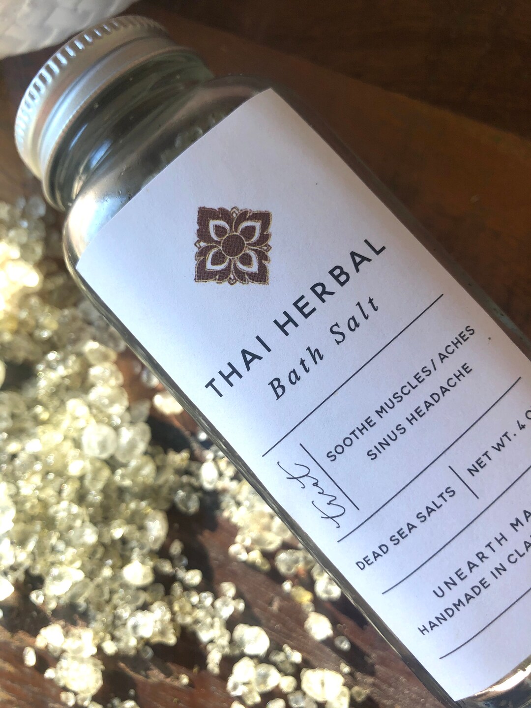 Thai Herbal Bath Salt, 4 Oz Glass Jar - Etsy