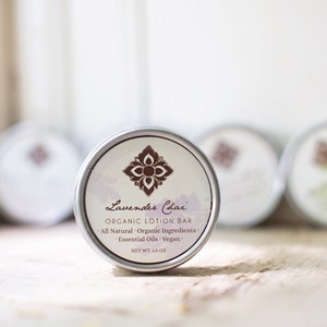 Lavender Chai Organic Lotion Bar Solid Lotion, Great Zero Waste Option image 1