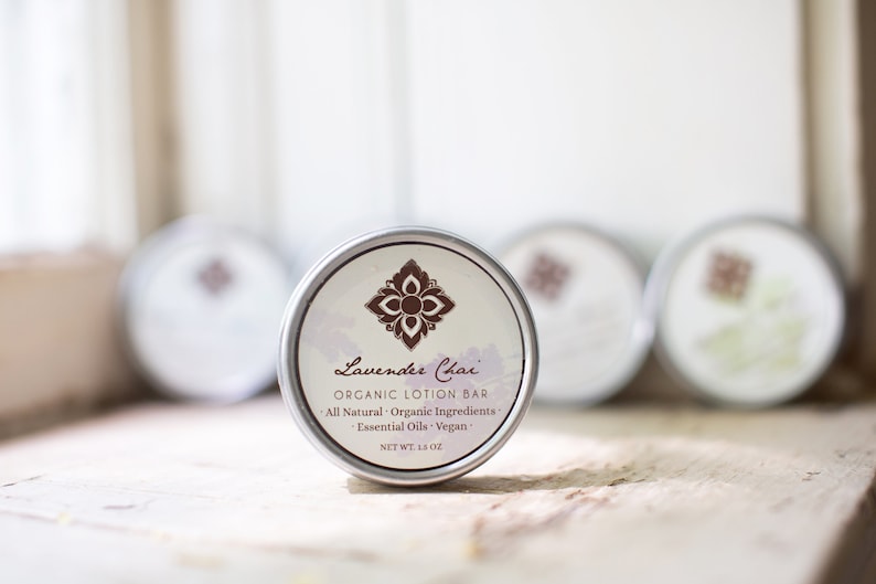 Lavender Chai Organic Lotion Bar Solid Lotion, Great Zero Waste Option image 1